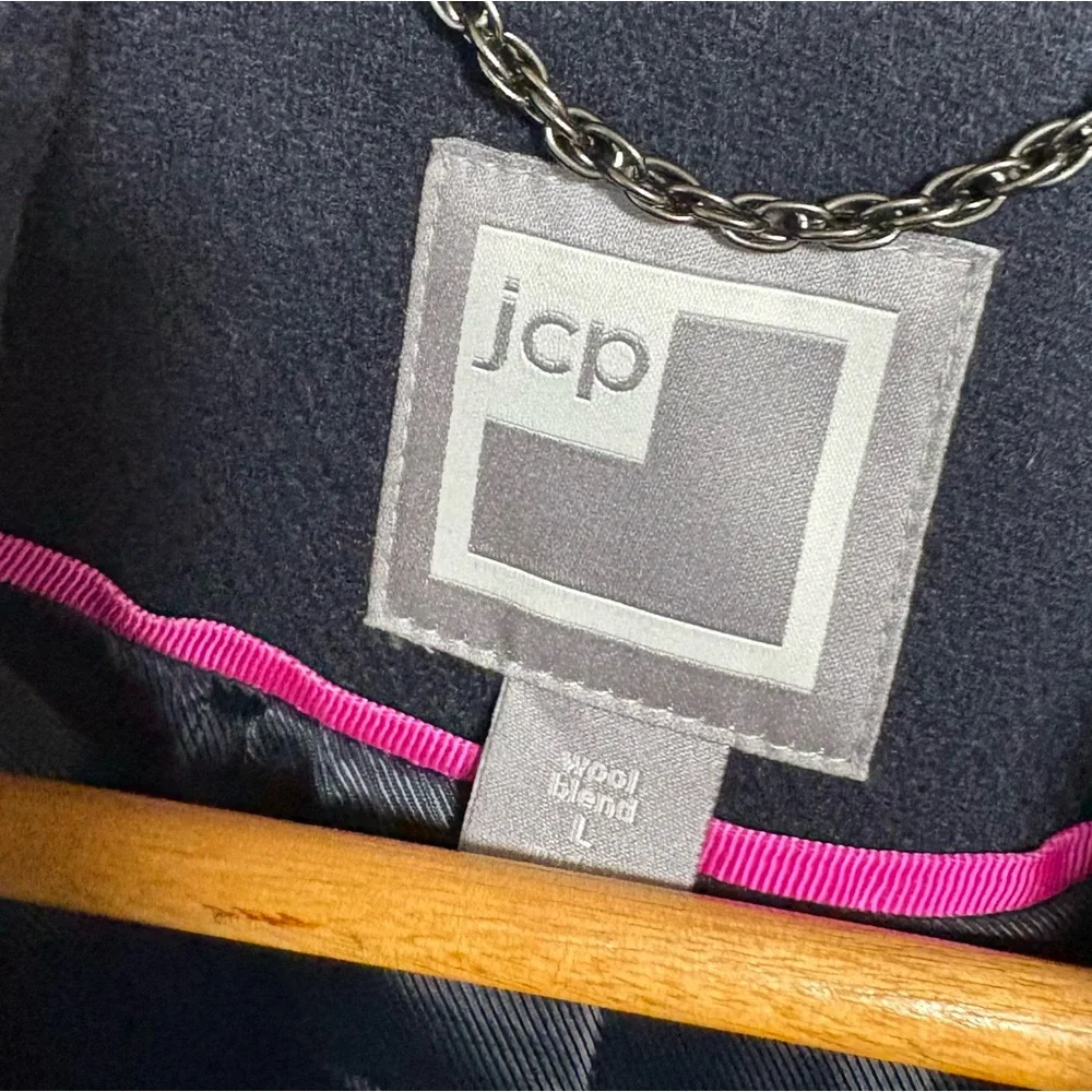 JCPenny Navy Wool Blend Coat‎ Size Large
